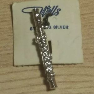 NEW Vintage Wells 925 Sterling Silver Flute Charm Pendant